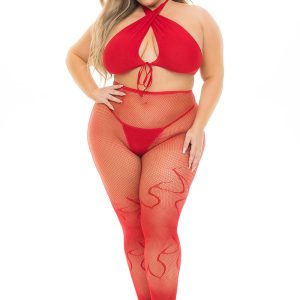 GIVES YOU HELL 3PC SET RED, PLUS SIZE