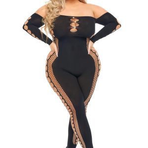 DIAMOND DRIPPIN BODYSTOCKING BLACK, QS