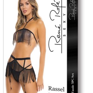 RASSEL TASSLE 3PC SET BLACK, M/L