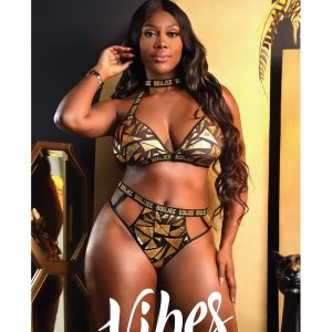 BOUJEE MESH HALTER BRALETTE & CUT-OUT PANTY GOLD, QS