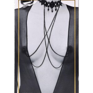 SPORTSHEETS SEX AND MISCHIEF LACE COLLAR WITH NIPPLE TIES