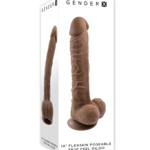 GENDER X 10 INCH 25 CM FLEXSKIN POSEABLE TRUE FEEL DILDO DARK