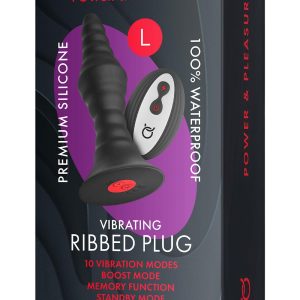 FORTO VIBRATING RIBBED PLUG WITH REMOTE CONTROL LARGE BLACK