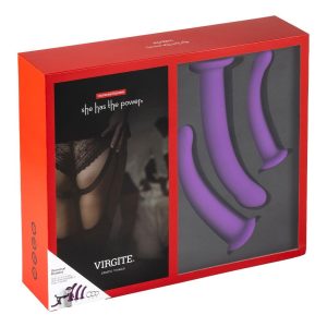VIRGITE  UNIVERSAL HARNESS WITH PURPLE DILDO SET SIZES S M L PURPLE