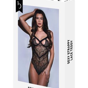 SEXY STRAPPY LACE TEDDY BLACK, S/M