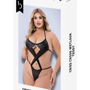 CRISS CROSS WETLOOK TEDDY BLACK, QS
