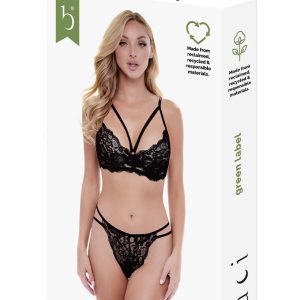 BACI 2 PCS. ECO STRAPPY BRA AND PANTY SET BLACK, M/L