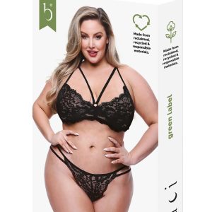 BACI 2 PCS. ECO STRAPPY BRA AND PANTY SET BLACK, QS