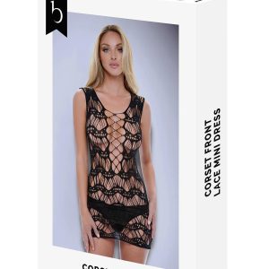 BACI CORSET FRONT LACE MINI DRESS BLACK, OS