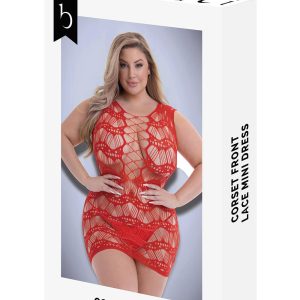 BACI CORSET FRONT LACE MINI DRESS RED, QS
