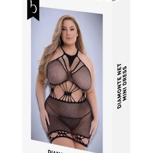 BACI DIAMONTE NET MINI DRESS BLACK, QS