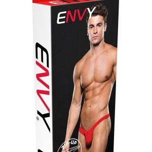 MICROFIBER LOWRISE ZIP THONG RED, L/XL