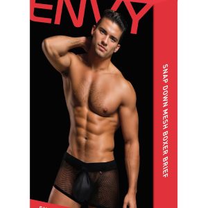 ENVY SNAP DOWN MESH BOXER BRIEF BLACK, L/XL