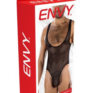ENVY FIERCE DEEP V MESH BODYSUIT BLACK, OS